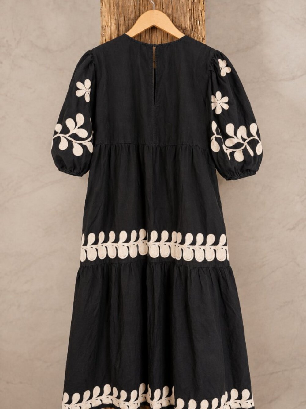 ANTHROPOLOGIE EMBROIDERED PUFF-SLEEVE MIDI DRESS - Picture 6 of 9
